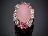 a pink jade and pink tourmaline ring