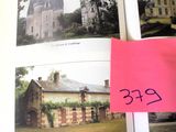a book with pictures of a house and a post it note