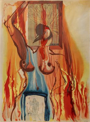 an image of a painting of a woman holding a knife in her hand
