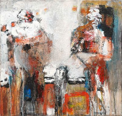 an image of a painting of two people sitting at a table