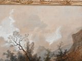 an image of a painting of a landscape with a tree in the foreground