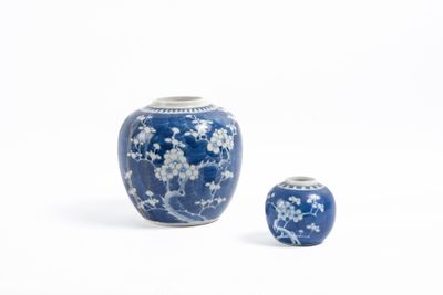 deux vases posés l'un à côté de l'autre sur une surface blanche