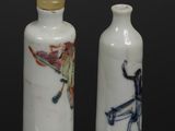 two vases that have different designs on them
