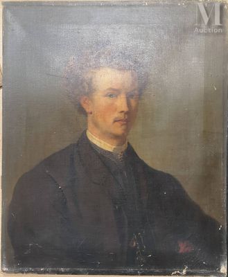 portrait d'un homme vêtu d'un manteau noir et d'une chemise à col blanc