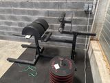 a gym equipment set up on a gym floor