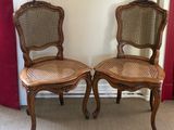 pair of antique french cane back chairs with cane backs