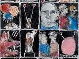 an image of a drawing of a man with many different faces