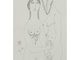 an image of a drawing of a man and a woman holding flowers