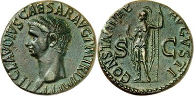 an ancient coin with a woman and a man on it