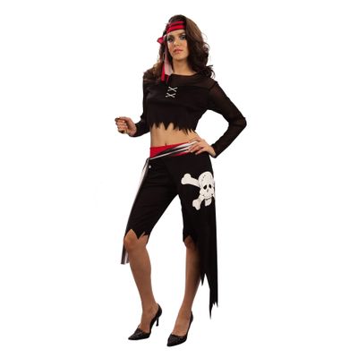 adult womens sexy pirate costume with skull and crossbones
