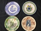 three plates with a picture of a man and a woman on them