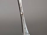 a silver spoon with a fork sticking out of it