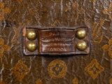 louis vuitton brown monograme leather travel bag with brass hardware