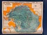 an old map of the ocean with a map of the pacific