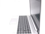 a close up of a laptop computer on a white surface