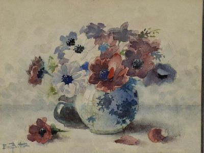 Ernest BERTHIER (1873-1967) Bouquet d'anémones