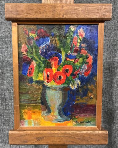 Marc SAINT SAËNS (1903-1973) « Fleurs dans un vase ». Huile sur t...