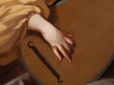 a painting of a woman playing a musical instrument