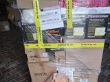 many boxes stacked on top of each other on a pallet