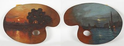 DECONDE - Deux huiles sur bois (palette de peintre) représen…