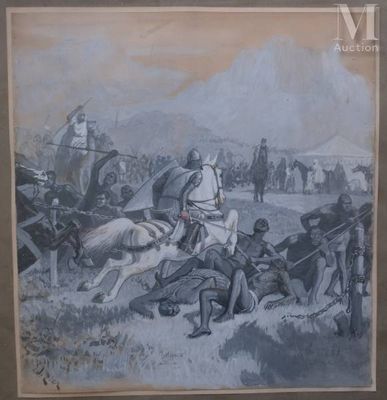 painting of a painting of a man on a horse being attacked by a man on a horse