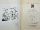 an open book with a drawing of a man and a woman