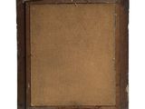 an old wooden frame with a cork board in the middle