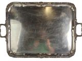 a silver tray with handles and handles on it