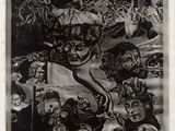 an old black and white photo of a group of clowns