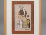 un tableau encadré représentant une femme coiffée d'une couronne