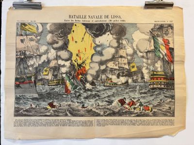 an old newspaper with a picture of a ship in the water