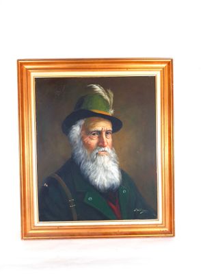 Ecole française XXème - Portrait de chasseur - Huile sur toi…