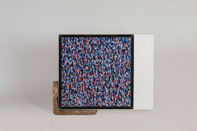 an image of a small television sitting on top of a wooden stand