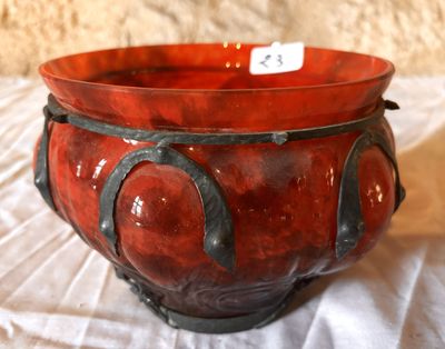 Vase en verre Marmoréen Art Nouveau - Photo 1