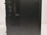 a close up of a black computer case on a white surface