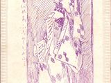 dessin représentant une femme vêtue d'un kimono et tenant un éventail