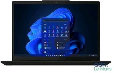 the laptop is open on a white background with a blue rose