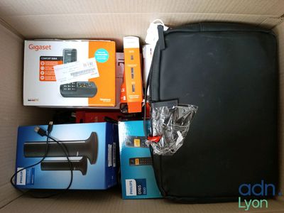 a box full of electronics and other items that are in it