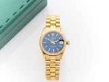 rolex a lady ' s 18ct gold automatic calendar wristwatch