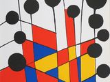 the cover of a book with a picture of a red, yellow, and blue geometric design
