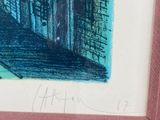 a picture of a picture of a person walking down the street