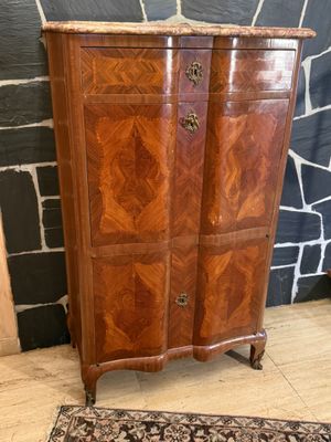 Secrétaire à façade arbalète, palissandre, dessus de marbre,…