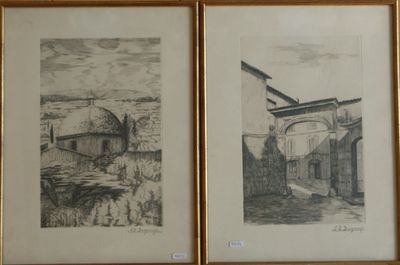 BRAGANEF - 4 gravures encadrées régionales et 1 dessin à la …