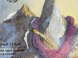 une affiche représentant une montagne et une paire de ciseaux