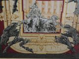 a picture of a picture of a statue with birds on it