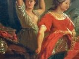 a painting of two women with baskets on their heads
