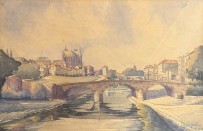EM Bregand. Vue de Metz. Aquarelle. - Photo 1