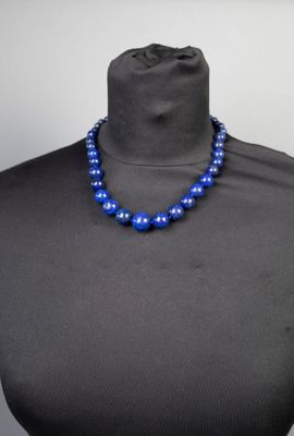 COLLIER EN CHUTE De boules de lapis lazuli de 7,8 à 15,8 de … - Photo 1
