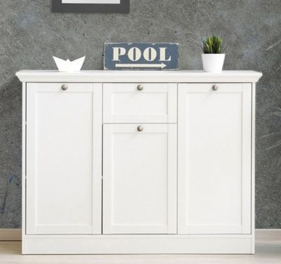 Buffet haut 3 porte 1 tiroir LANDZY blanc - dim:120x40x90 cm…