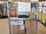 a metal cart with a lot of boxes on it